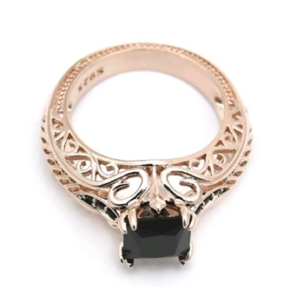 NEW STERLING STERLING STAMPED BLACK SAPPHIRE RING - Picture 3 of 4